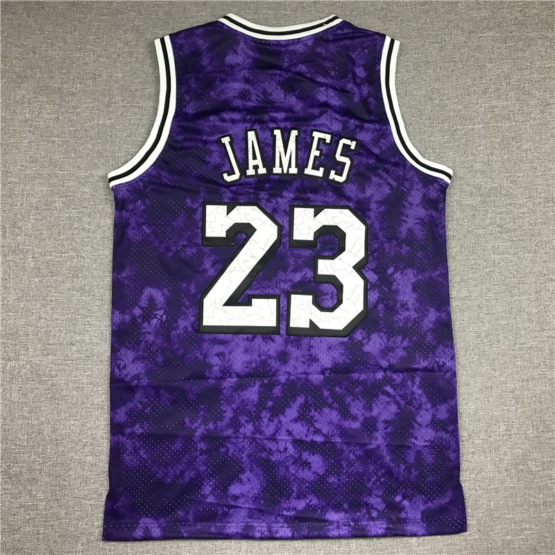 Men Los Angeles Lakers 23 James Purple constellation version Throwback NBA Jersey